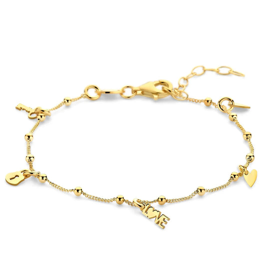 Armband Love Herzen Schloss/Schlüssel Silber 925/000 vergoldet - MeinSchmuckShop