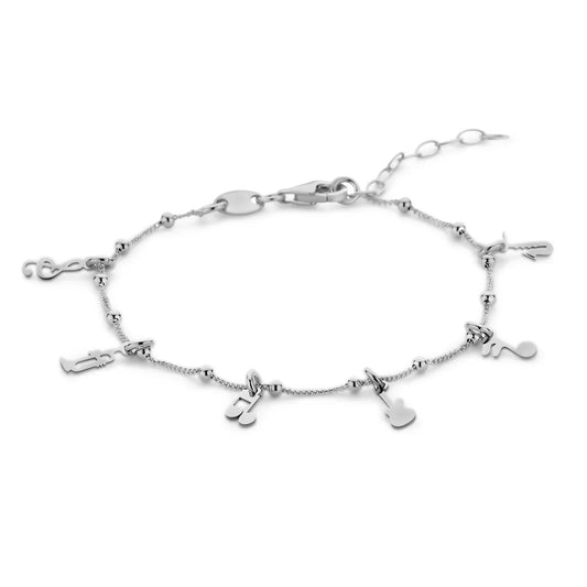 Armband Musik Noten und Instumente Silber 925/000 rhodiniert - MeinSchmuckShop