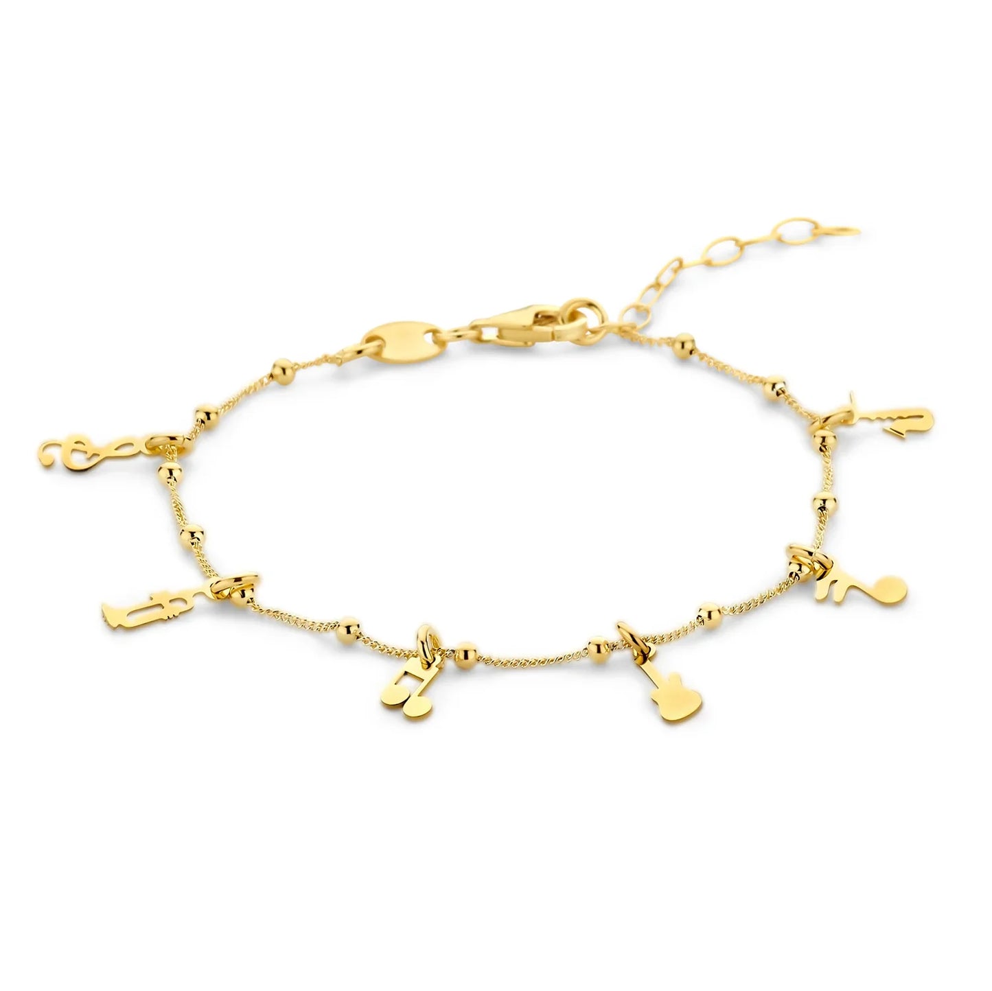 Armband Musik Noten und Instumente Silber 925/000 vergoldet - MeinSchmuckShop