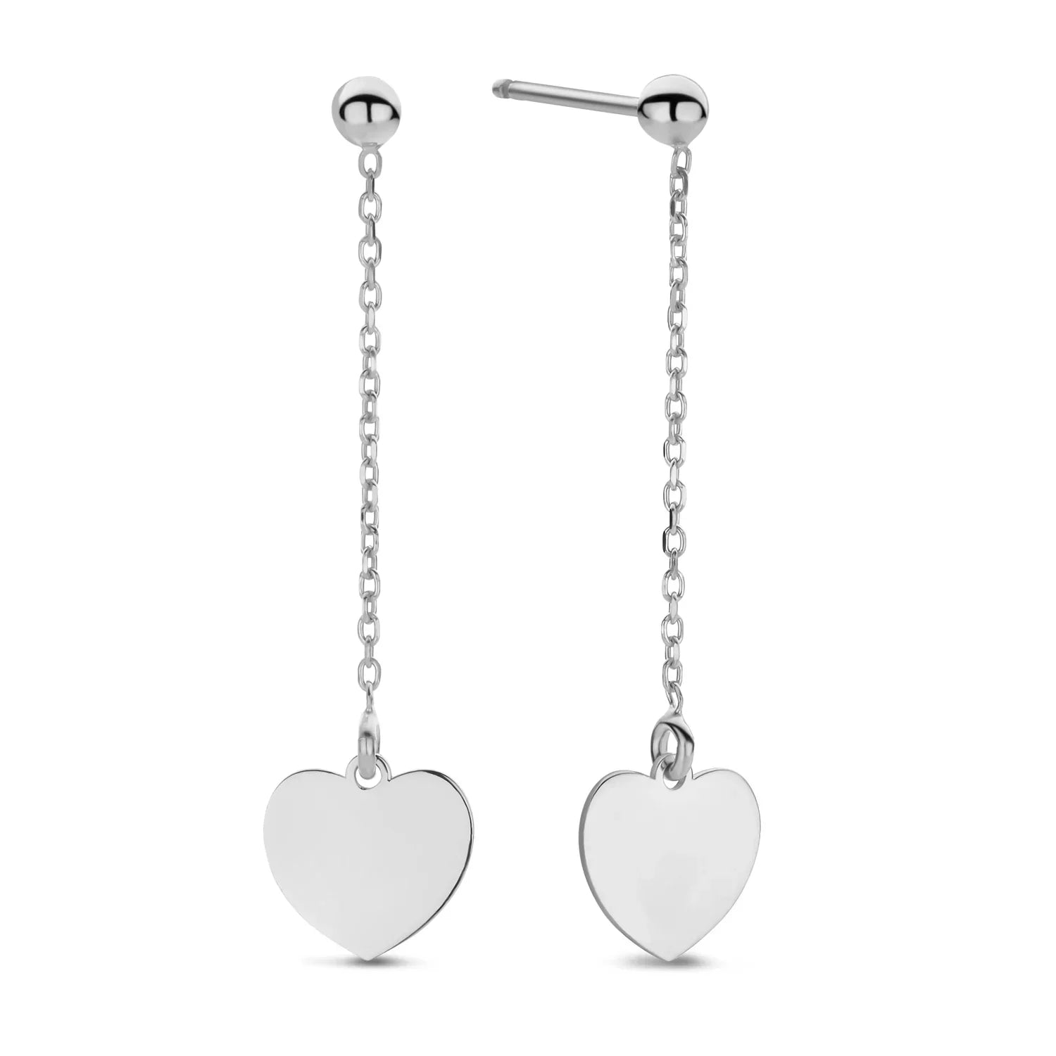 Ohrstecker Herz mit Kette Silber 925/000 rhodiniert - MeinSchmuckShop