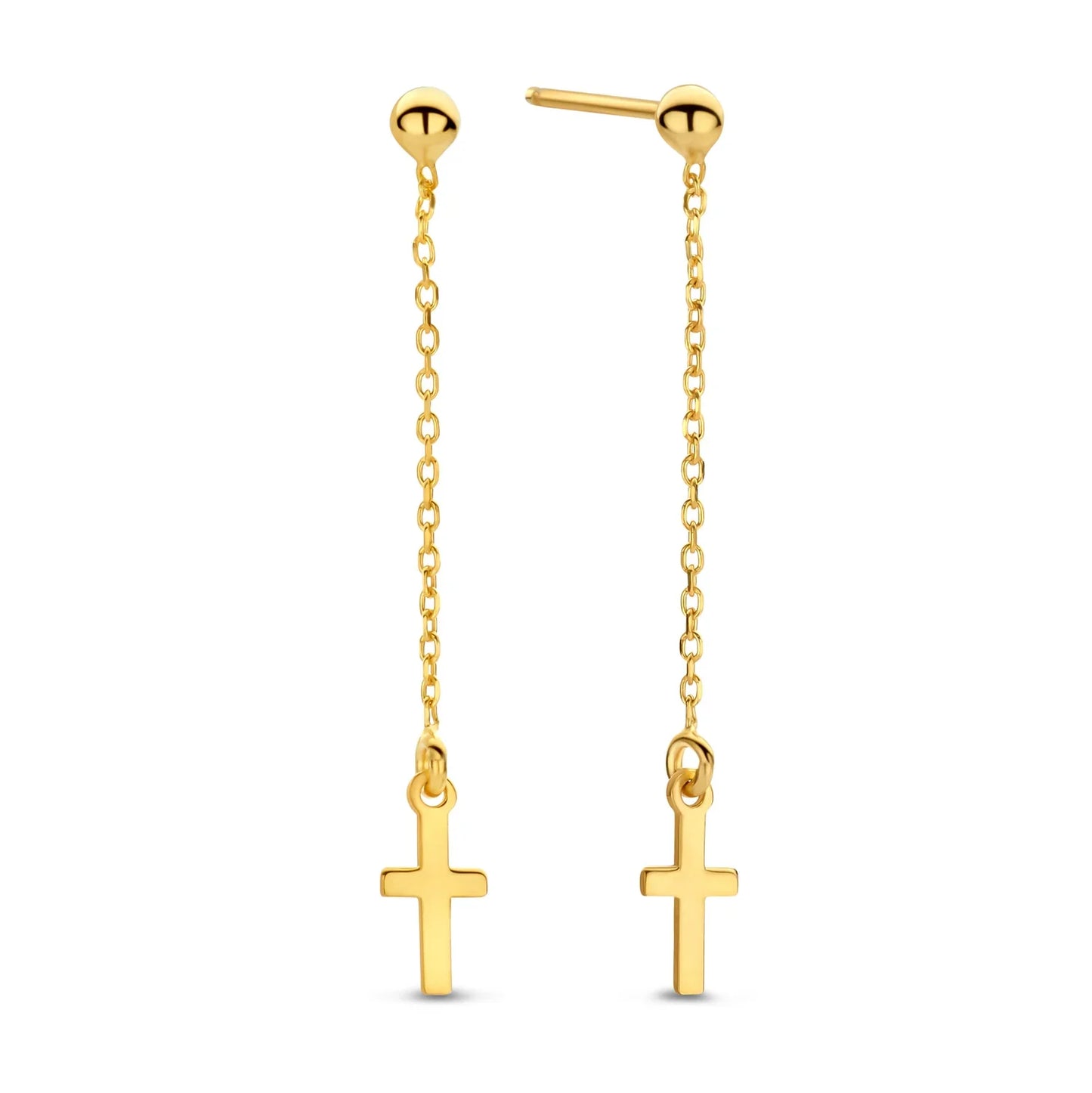 Ohrstecker Kreuz mit Kette Silber 925/000 vergoldet - MeinSchmuckShop