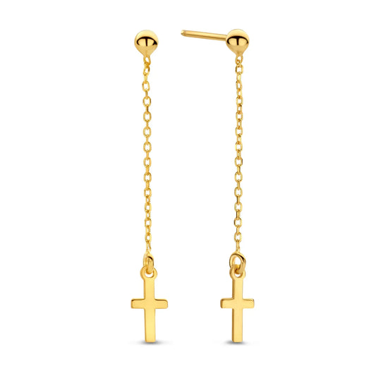 Ohrstecker Kreuz mit Kette Silber 925/000 vergoldet - MeinSchmuckShop
