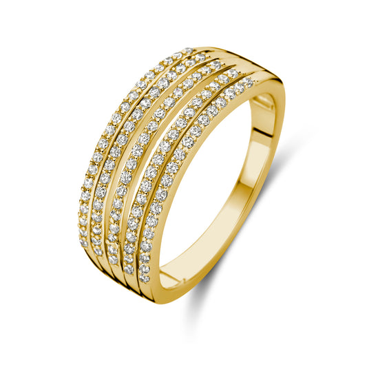 Damenring 5-rhg. mit 95 Zirkonia Silber 925/000 vergoldet - MeinSchmuckShop