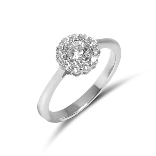 Damenring mit 12 Zirkonia Silber 925/000 rhodiniert - MeinSchmuckShop