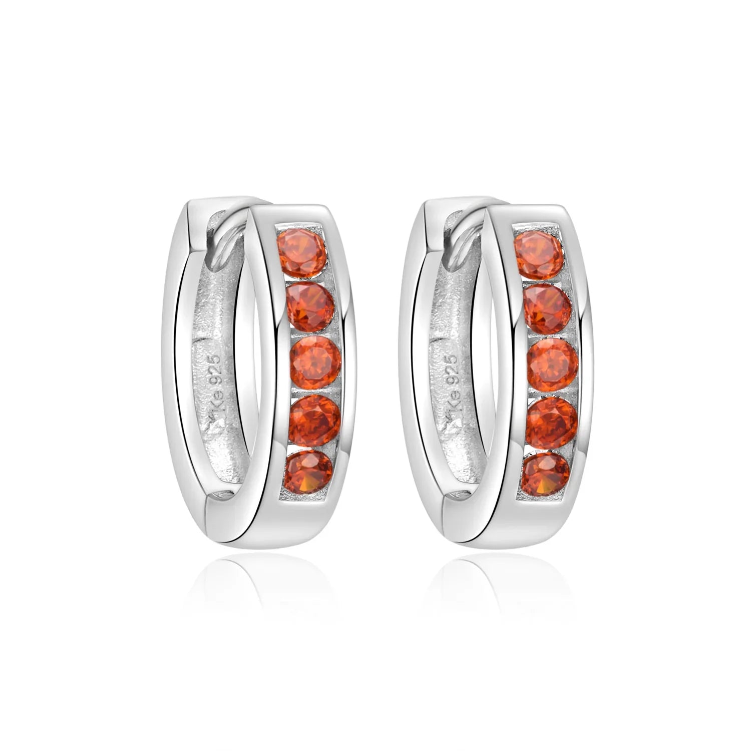 Klappcreolen 12mm mit 10 Zirkonia rot Silber 925/000 - MeinSchmuckShop