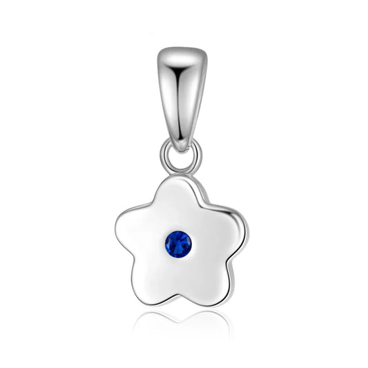 Anhänger Blume mit Zirkonia blau Silber 925/000 - MeinSchmuckShop