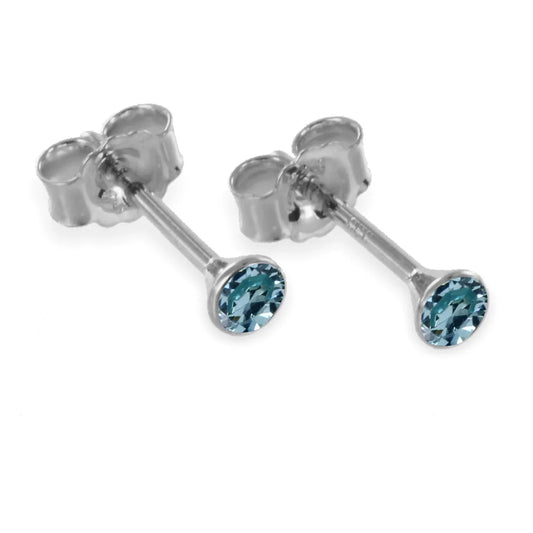 Ohrstecker Zirkonia 3,5mm aquamarinfarbig - Silber 925/000 - MeinSchmuckShop