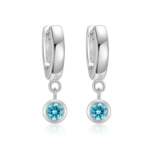 Klappcreolen mit Zirkonia aqua Silber 925/000 - MeinSchmuckShop