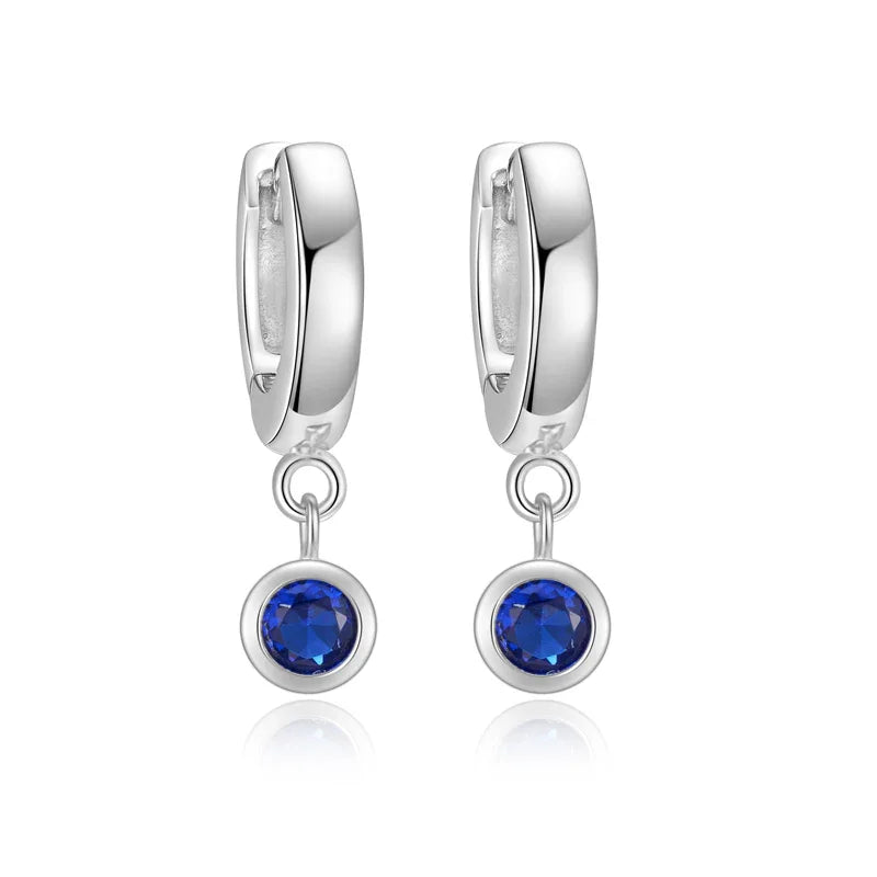 Klappcreolen mit Zirkonia blau Silber 925/000 - MeinSchmuckShop