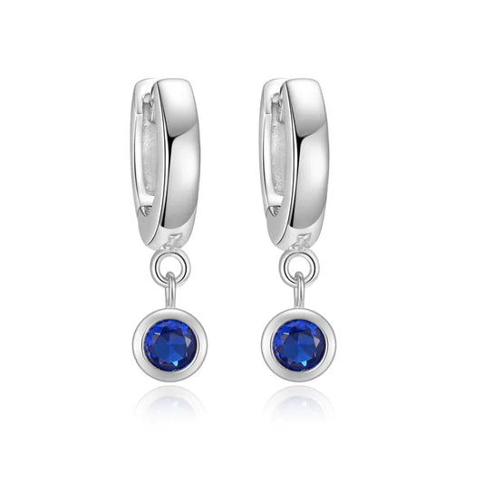Klappcreolen mit Zirkonia blau Silber 925/000 - MeinSchmuckShop
