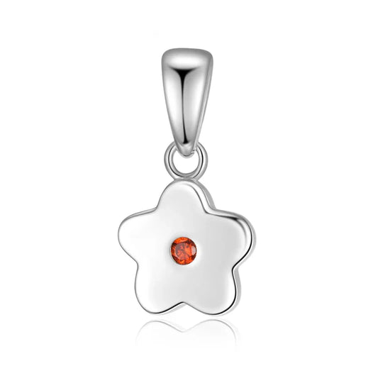 Anhänger Blume mit Zirkonia rot Echt Silber 925/000 - MeinSchmuckShop