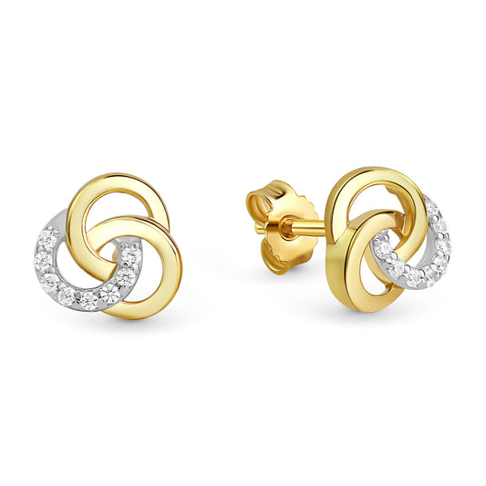 Ohrstecker mit 16 Zirkonia Gold 333/000 teilrhodiniert
