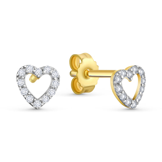 Ohrstecker Herz mit 24 Zirkonia Gold 333/000