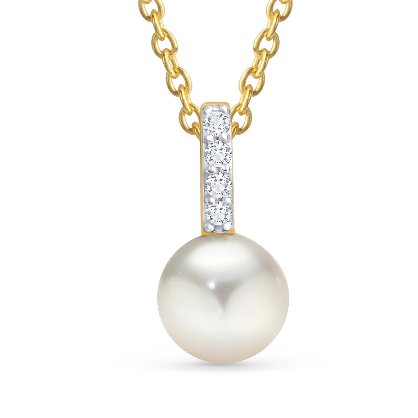 Anhänger mit Süßwasser-Zuchtperle 7-7,5mm und 4 Zirkonia Gold 333/000 - MeinSchmuckShop