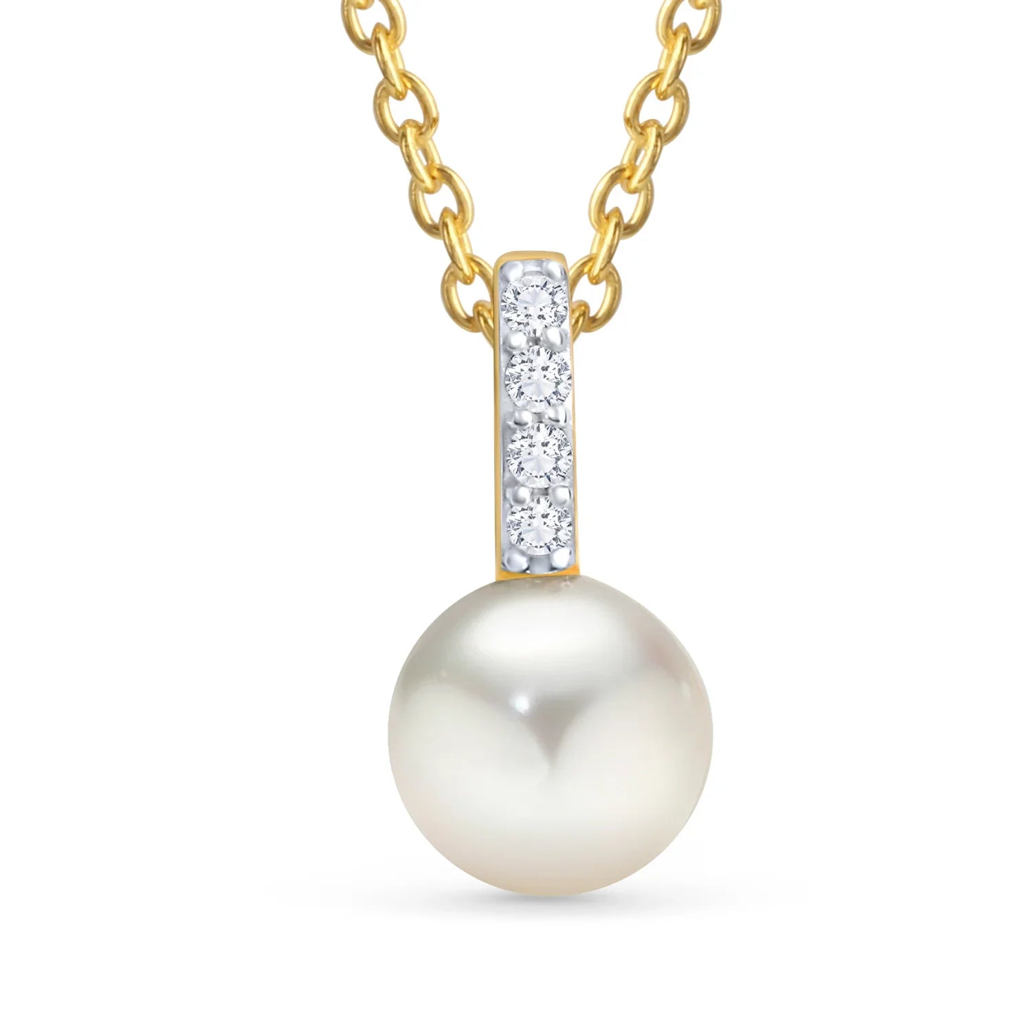 Anhänger mit Süßwasser-Zuchtperle 7-7,5mm und 4 Zirkonia Gold 333/000 - MeinSchmuckShop