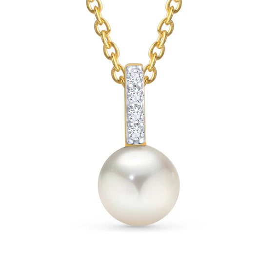 Anhänger mit Süßwasser-Zuchtperle 7-7,5mm und 4 Zirkonia Gold 333/000 - MeinSchmuckShop