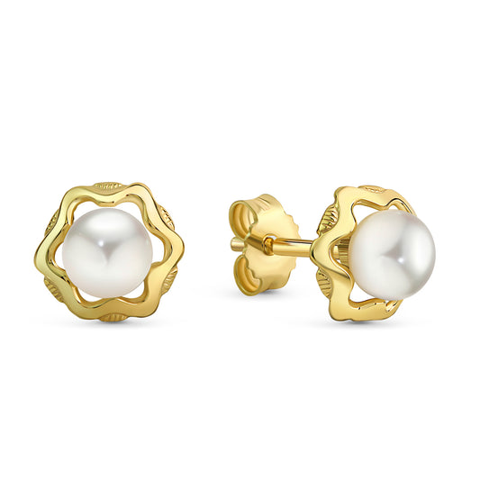 Ohrstecker mit Süßwasser-Zuchtperle 4,5-5mm Gold 333/000