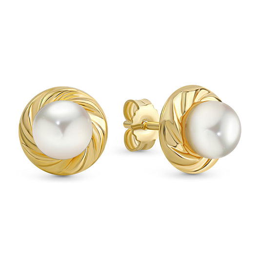 Ohrstecker mit Süßwasser-Zuchtperle 5,5-6mm Gold 333/000
