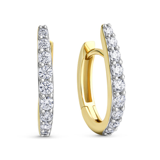 Klappcreolen mit 18 Zirkonia Gold 333/000