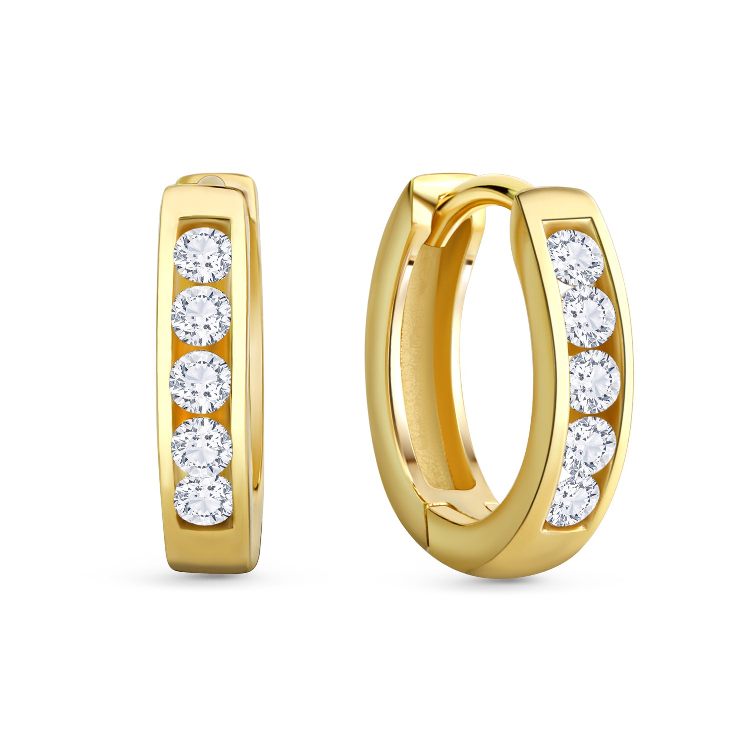 Klappcreolen Ø 12/2.4mm mit 10 Zirkonia Gold 333/000 - MeinSchmuckShop