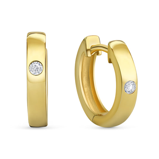 Klappcreolen Ø 14/2.7mm mit Zirkonia Gold 333/000