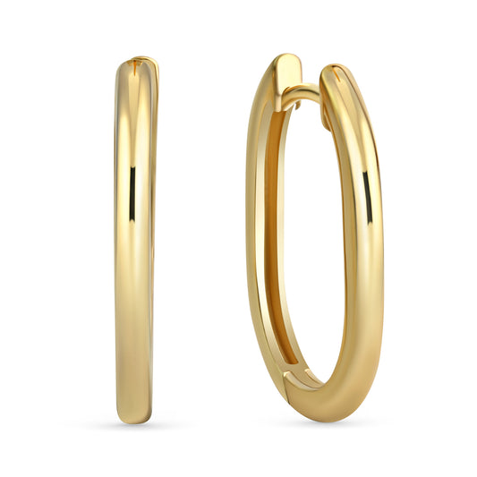 Rechteckige Klappcreolen 20x15x2mm Gold 333/000