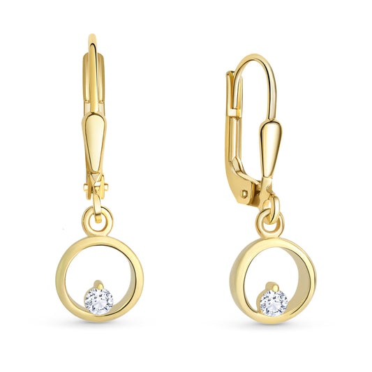 Ohrhänger rund Ø 7mm mit Zirkonia Gold 333/000
