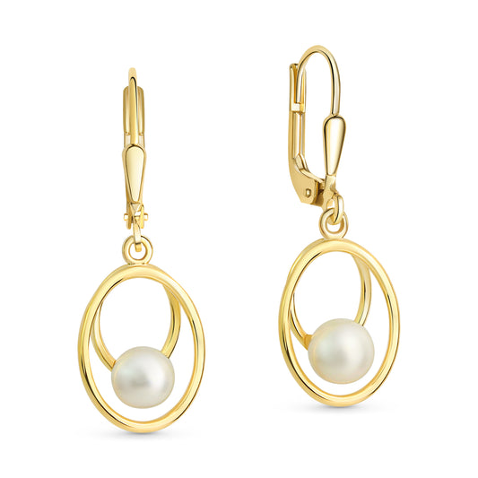 Ohrhänger mit Süßwasser-Zuchtperle 4,5-5mm Gold 333/000