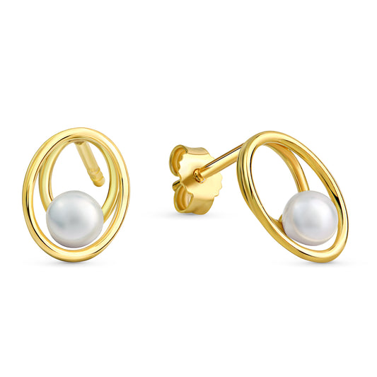 Ohrstecker mit Süßwasser-Zuchtperle 3,5-4mm Gold 333/000