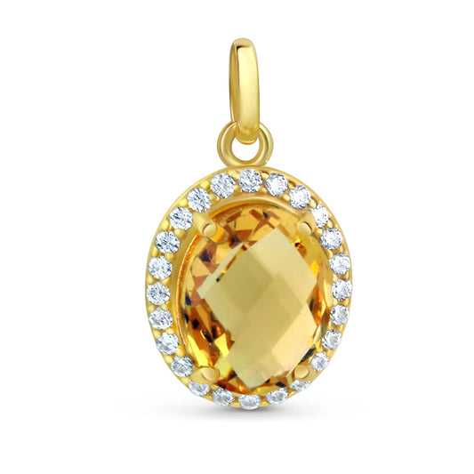 Anhänger mit Citrin und 24 Zirkonia weiß Gold 333/000 - MeinSchmuckShop
