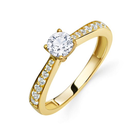 Damenring mit 15 Zirkonia Gold 333/000