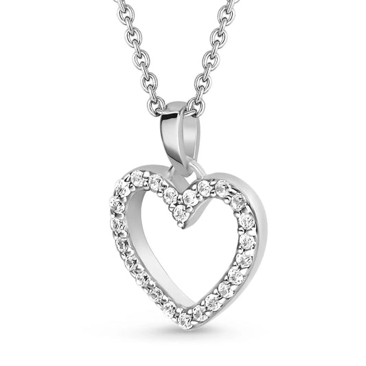 Anhänger Herz mit 24 Zirkonia Weißgold 333/000 - MeinSchmuckShop
