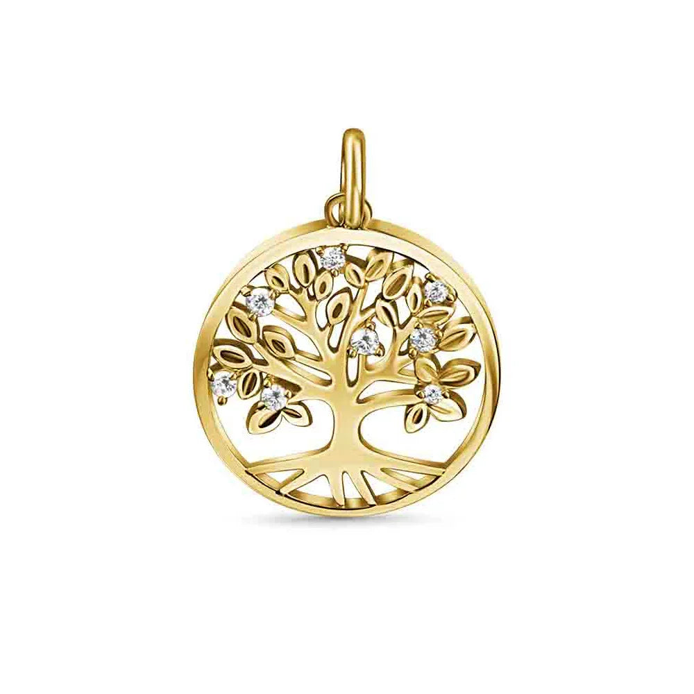 Anhänger Lebensbaum mit 8 Zirkonia Gold 333/000 - MeinSchmuckShop
