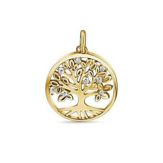 Anhänger Lebensbaum mit 8 Zirkonia Gold 333/000 - MeinSchmuckShop