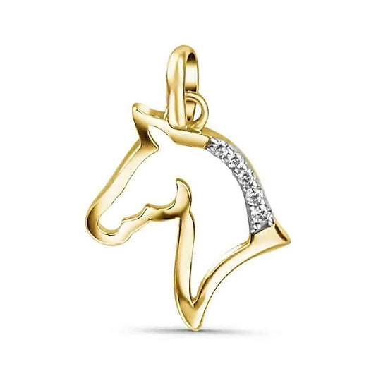 Anhänger Pferdekopf mit 5 Zirkonia Gold 333/000 - MeinSchmuckShop