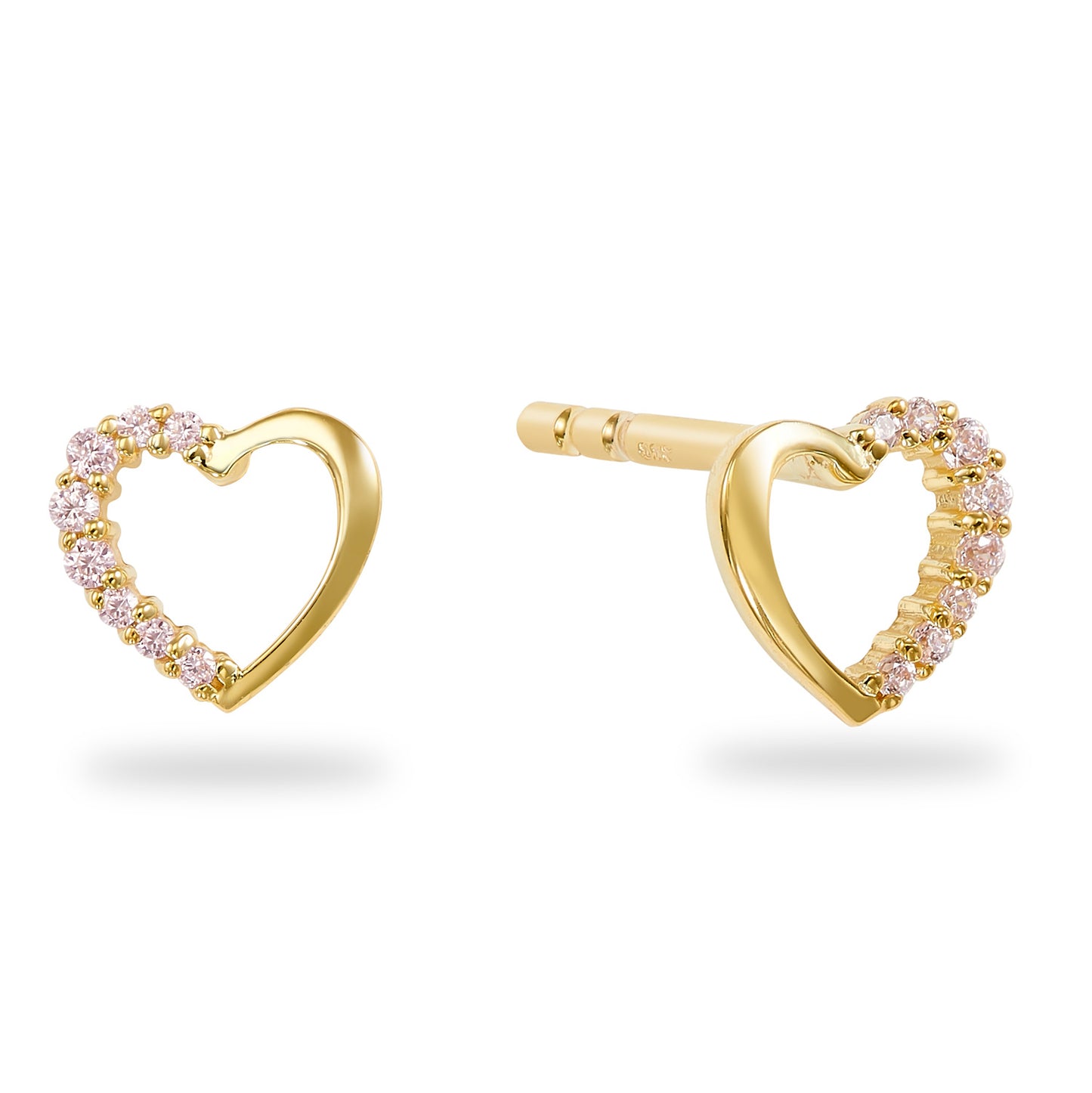 Ohrstecker Herz mit 16 Zirkonia pink Gold 333/000
