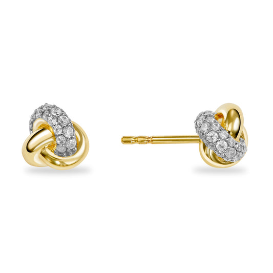 Ohrstecker Knoten mit 58 Zirkonia Gold 333/000