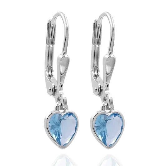 Ohrhänger Herz Zirkonia aqua Silber 925/000 - MeinSchmuckShop