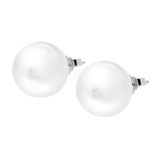 Ohrringe Perla Parigi mm 14 Farbe Weiß in Silber 925 Rhodiumbeschichtung - MeinSchmuckShop