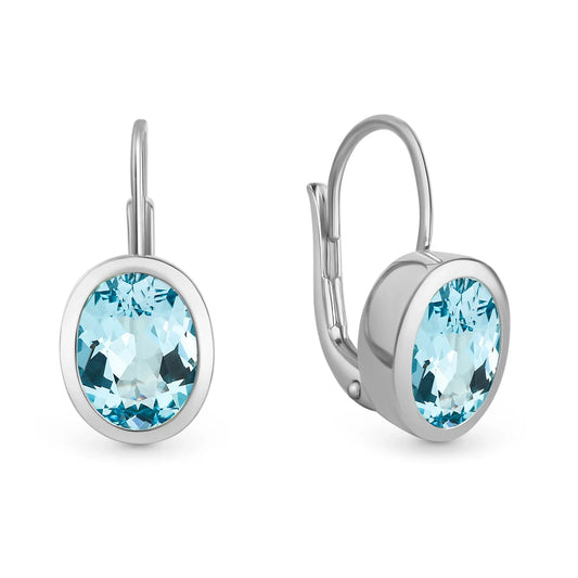 Ohrhänger Bouton mit Blautopas Silber 925/000 rhodiniert - MeinSchmuckShop