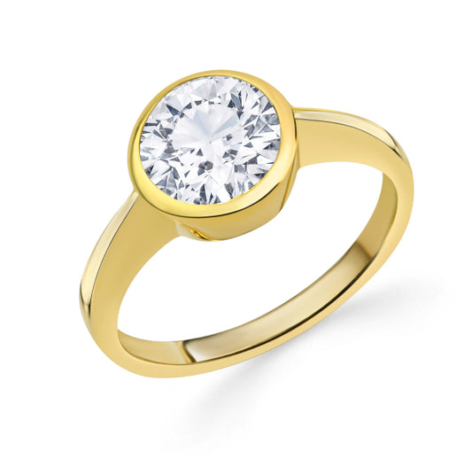 Damenring mit Zirkonia 9mm Silber 925/000 vergoldet - MeinSchmuckShop