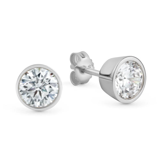 Ohrstecker mit Zirkonia Ø 6.5mm Silber 925/000 rhodiniert - MeinSchmuckShop