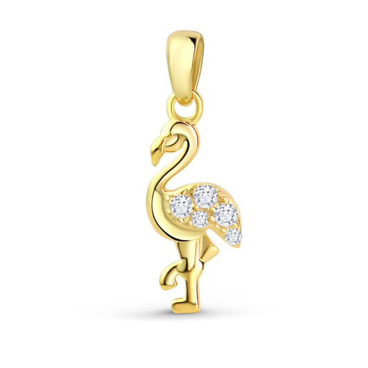 Anhänger Flamingo mit 5 Zirkonia Silber 925/000 vergoldet - MeinSchmuckShop