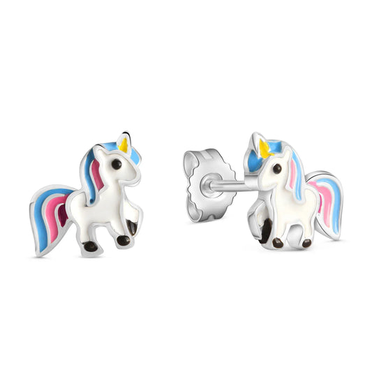 Ohrstecker Einhorn Lack Silber 925/000 rhodiniert - MeinSchmuckShop