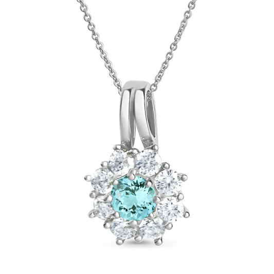 Anhänger mit Blautopas und 8 Zirkonia Silber 925/000 rhodiniert - MeinSchmuckShop