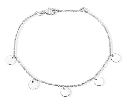 Armband mit 5 Plättchen Ø 6mm Silber 925/000 rhodiniert - MeinSchmuckShop