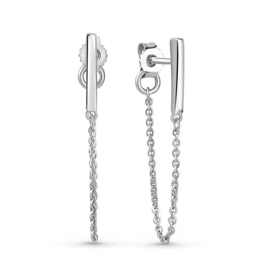 Ohrstecker mit Kette Silber 925/000 rhodiniert - MeinSchmuckShop