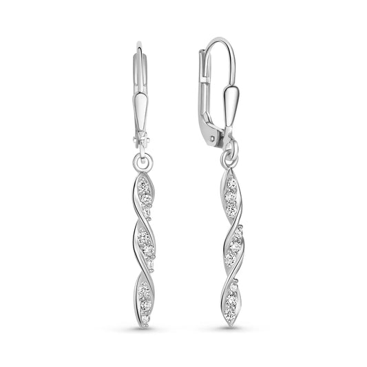 Ohrhänger mit 18 Zirkonia Silber 925/000 rhodiniert - MeinSchmuckShop
