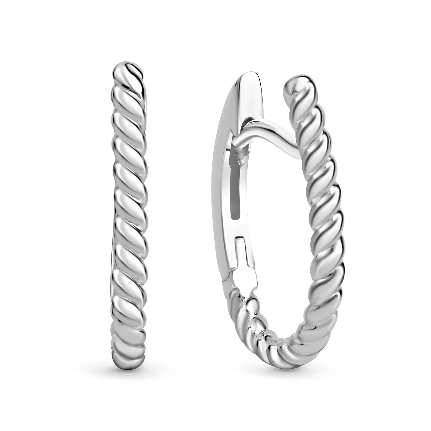 Klappcreolen 17/13mm twisted Silber 925/000 rhodiniert - MeinSchmuckShop