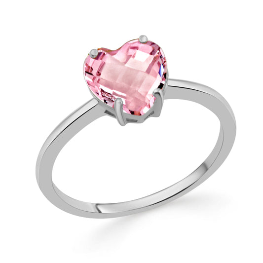 Damenring Herz Kristallglas rosa Silber 925/000 rhodiniert - MeinSchmuckShop